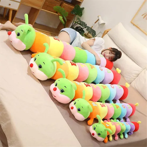 Miniatura 5 de AOQI Almohada de peluche multicolor de oruga grande para abrazar, bonita almohada suave de felpa, juguete de peluche gigante, regalos