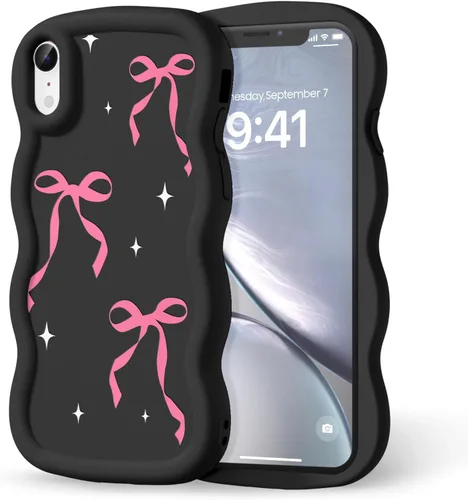 Miniatura 60 de Compatible con iPhone SE/8/7 Funda para Mujeres y Niñas, Marco Ondulado Rizado con Patrón Lindo, Estética Delgada Suave Silicona TPU Parachoques