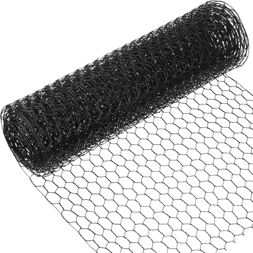 SATINIOR 2 hojas de red de alambre de pollo para trabajos artesanales, malla de alambre hexagonal galvanizada (negro, 13.7 x 80 pulgadas)