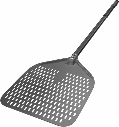Miniatura 3 de G.a HOMEFAVOR Juego de herramientas para pizza de 5 piezas, 12 x 15 pulgadas, cáscara de pizza de aluminio perforada, cáscara giratoria redonda de 9