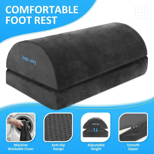 Miniatura 2 de StepLively Reposapiés para debajo del escritorio en el trabajo, cómodo taburete con 2 alturas ajustables, reposapiés con cubierta lavable, para Gris