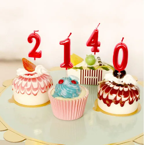 Miniatura 3 de Velas de Cumpleaños Rojas 3 Velas 3er Tres Años Pastel Número Romano Enfriador Número Vela No 30 31 32 33 34 35 36 37 38 39