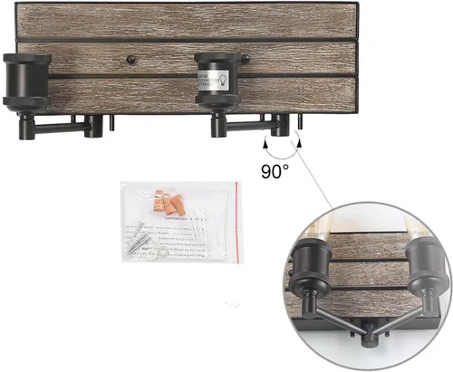 Miniatura 6 de LOG BARN Lámparas de baño de granja, 2 luces de tocador para baño, 13.8 pulgadas de madera sintética rústica, luces de iluminación sobre espejo