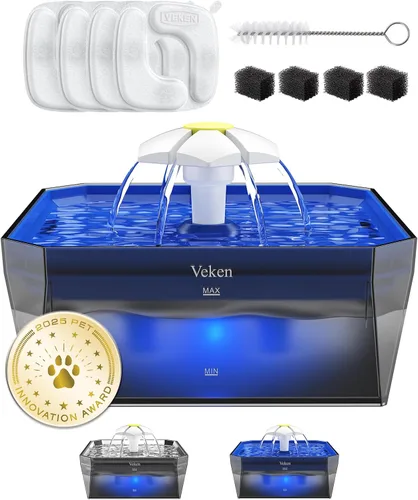 Miniatura 20 de Veken Fuente de agua para gatos pequeña apta para mascotas con bomba silenciosa, fácil de limpiar y montar, mini dispensador de agua para mascotas