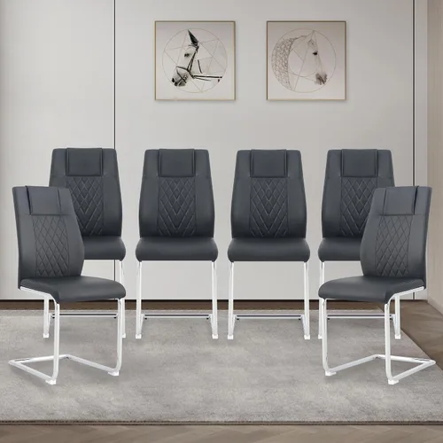 Miniatura 20 de cinkehome Juego de 4 sillas de comedor modernas de color negro con patas de metal plateado, silla lateral tapizada sin brazos con respaldo alto