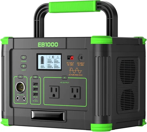 GRECELL - Generador solar portátil de 1000 W, 999 Wh con salida USB-C PD de 60 W, salida de CA de onda sinusoidal pura de 110 V, batería de litio de