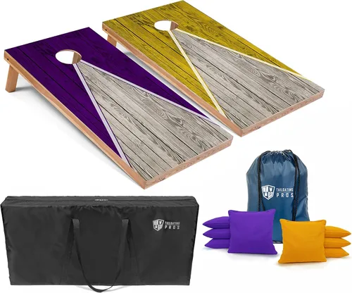 Miniatura 24 de Tailgating Pros Juego de tablero de Cornhole ligero con diseño piramidal con bolsas de frijoles y estuche de transporte, juego de cornhole