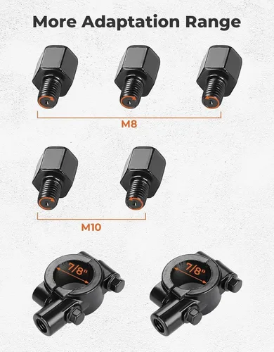 Miniatura 2 de Espejos laterales para motocicleta, espejos retrovisores laterales de 0.315 in, 0.394 in, motocicleta para manillar de 7 8 pulgadas para Yamaha Fz 8