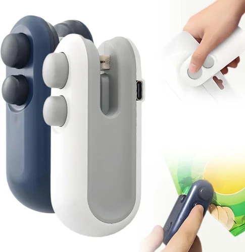 Miniatura 9 de Mini sellador de bolsas, sellador 2 en 1 actualizado 2025 con cortador e imán, sellado térmico de bolsa de chips recargable por USB, máquina