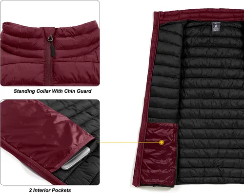 Miniatura 5 de Little Donkey Andy Chaleco acolchado ligero y cálido para hombre, chaqueta sin mangas para golf, senderismo, viajes casuales