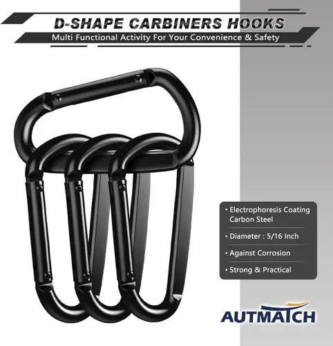 Miniatura 3 de AUTMATCH Carabiner Clips, 3" Spring Snap Hook Caribeener Clips Buckle Pack Grade Heavy Duty Carabiners Quick Link for Camping, Fishing, Hiking