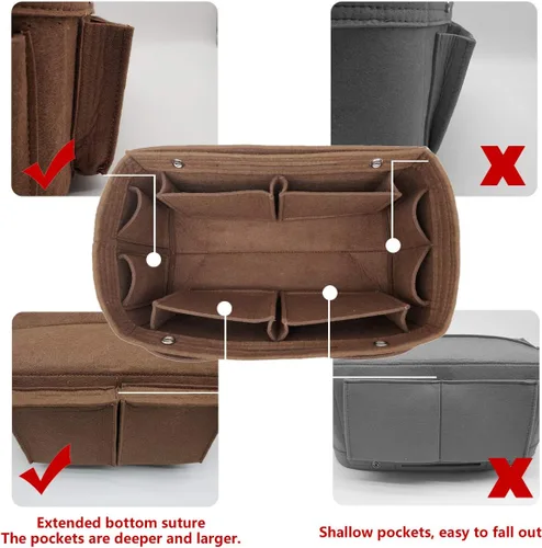 Miniatura 54 de LEXSION Organizador de fieltro para bolso – Bolsa de bolsillo múltiple en bolsa organizadora