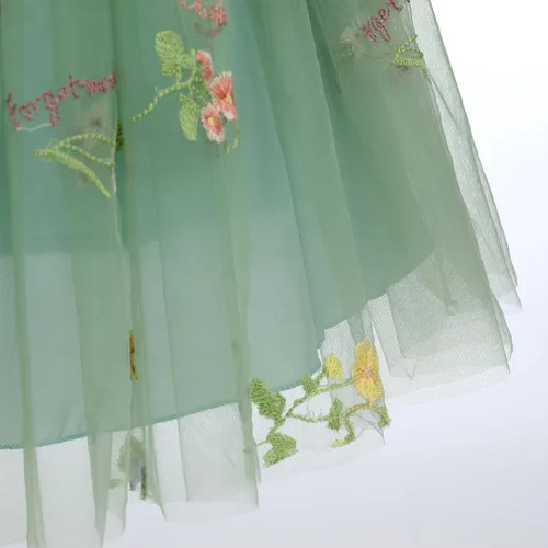 Miniatura 6 de Vestido de tul de encaje con floal para niña de flores, vestido de princesa sin espalda para boda, dama de honor, concurso de comunión, vestido maxi