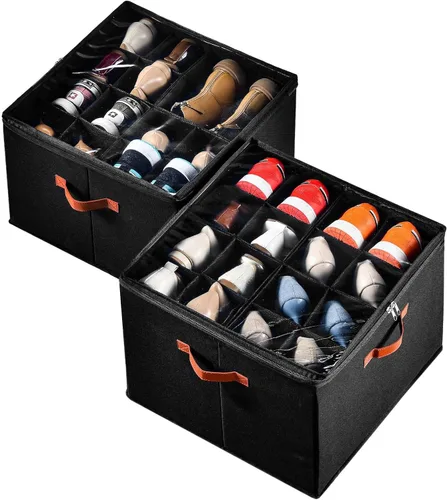 Miniatura 8 de INSTY Organizador de zapatos para armario con capacidad para 24 pares, contenedor plegable grande de almacenamiento de zapatos caja compartimento