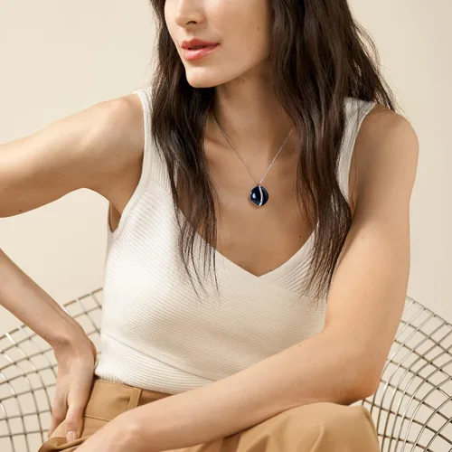 Miniatura 3 de Skagen Collar con colgante de cristal de mar de plata, oro rosa o dorado para mujer