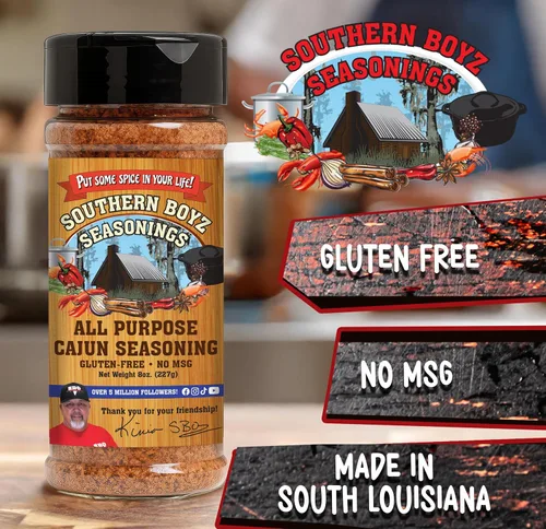 Miniatura 4 de Condimento Southern Boyz Todo Propósito Estilo Cajún – Sin Gluten, Sin MSG, Shaker de 8 oz – Mezcla Versátil de Especias y Condimento para Carnes
