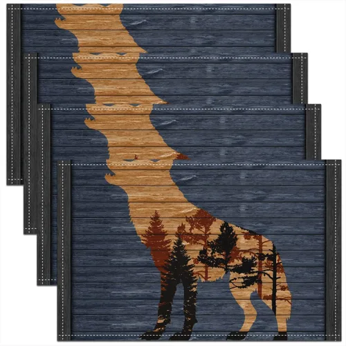 Miniatura 30 de jejeloiu Manteles individuales de mesa con osos para niños, manteles de mesa de animales salvajes de granja, mantel individual rústico de familia