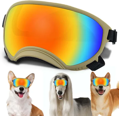 Miniatura 34 de Gafas de sol grandes para perros con correa ajustable, protección UV, a prueba de victorias, adecuadas para perros medianos y medianos