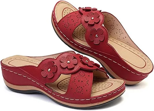 Miniatura 30 de Ladmiple Sandalias ortopédicas florales de moda 2023 con soporte de arco, zapatillas romanas casuales con puntera abierta