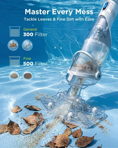 Miniatura 4 de InoKraft Aspiradora de Piscina para Piscina sobre el Suelo, Aspiradora de Piscina Manual Inalámbrica para Piscinas Enterradas, Limpiador de Piscina
