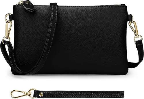 Miniatura 2 de YALUXE Cartera de mano de piel auténtica para mujer con correa cruzada