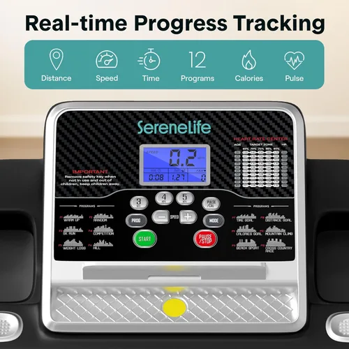 Miniatura 3 de SereneLife Máquina de ejercicios eléctrica plegable para caminadora – Entrenador de fitness digital compacto inteligente con sincronización