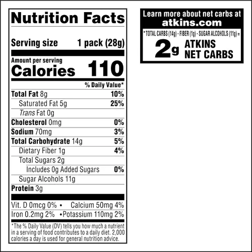 Miniatura 2 de Atkins Endulge Treat, caramelos de mantequilla de maní, 2g de carbohidratos netos, 2g de azúcar, relleno cremoso de mantequilla de maní, bajo