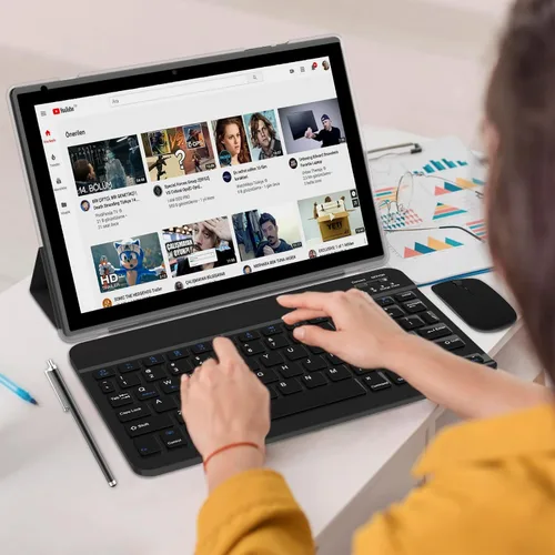 Miniatura 2 de Tableta 2 en 1, tabletas de 10 pulgadas Android 14, set de tableta con teclado, estuche, ratón, lápiz capacitivo, 8GB+64GB/1TB de expansión