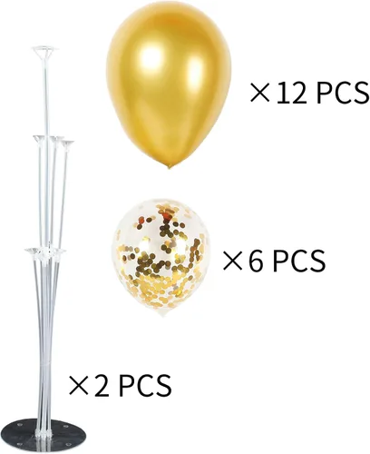 Miniatura 4 de Kit de soporte de globo azul para decoración de mesa, 2 juegos con 14 varillas, vasos, 2 bases, 12 metálicos y 6 globos de confeti para baby shower