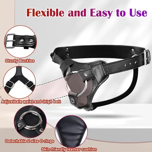 Miniatura 5 de Arnés con consolador para ataduras, juguetes sexuales para adultos para mujeres y hombres, consolador para pegging, cinturón ajustable de nylon