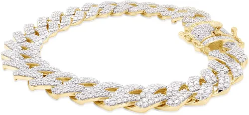 Miniatura 2 de SAVEARTH DIAMONDS Pulsera de eslabones de moissanita creada en laboratorio de corte redondo de 9 12 quilates, 0.472 in de ancho, en oro de 14