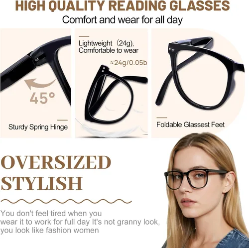 Miniatura 4 de OCCI CHIARI Oversized Reading Glasses for Women Wide Frame Readers