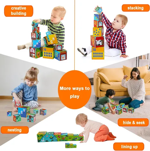 Miniatura 5 de Bloques de clasificación y apilamiento de animales - Juguete educativo de ABC y números para bebés y niños pequeños - Torre de aprendizaje