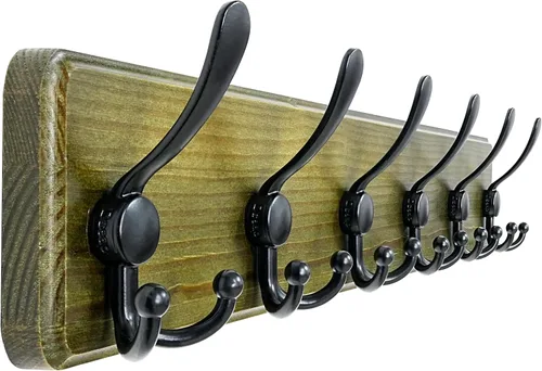 Miniatura 15 de Dseap Perchero de Pared Montado - 5 Ganchos Triangulares, Resistente, Perchero de Pared de Madera para Abriggos, Sombreros, Chaquetas, Ropa, Negro