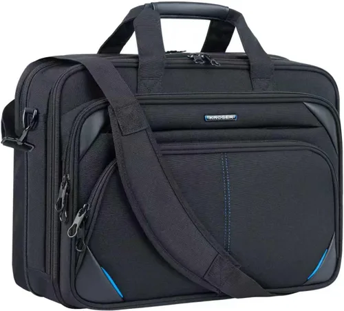 Miniatura 9 de KROSER - Bolso para laptop de 15,6 pulgadas, maletín con bandolera, bolsa de ordenador repelente al agua, funda para tableta duradera con bolsillos