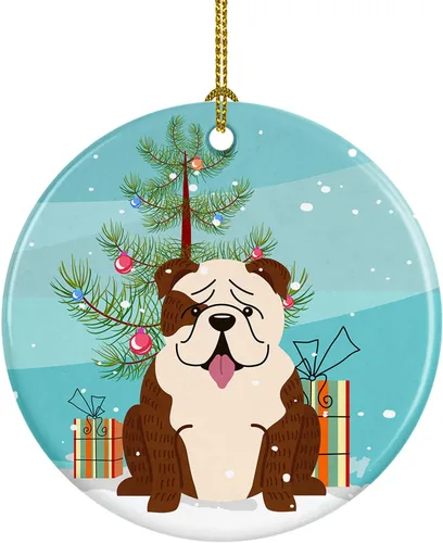 Miniatura 86 de Caroline's Treasures Adorno de cerámica para árbol de Navidad, Laika Spitz de Siberia Occidental, decoración colgante para árbol de Navidad