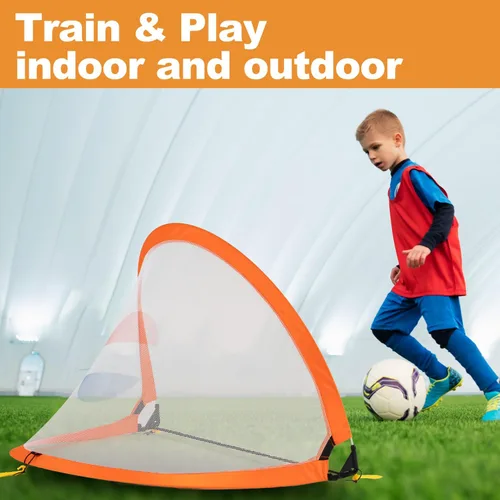 Miniatura 4 de Porayhut Red de fútbol de apertura rápida para niños, juego de 2 estacas portátiles 210D Oxford extra para diversión en el patio trasero