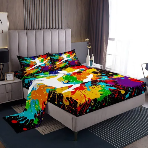 Miniatura 2 de Erosebridal Juego de sábanas de gimnasia para niñas y niños, tamaño individual, juego de sábanas de teñido anudado arcoíris, juego de ropa de cama