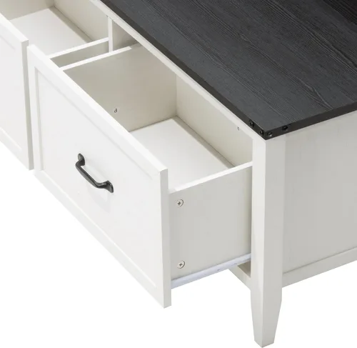 Miniatura 8 de Crestlive Products Mesa auxiliar de granja, mesa central de madera con bisagras de 43 pulgadas, mesa de centro rústica con gran almacenamiento