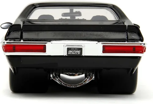 Miniatura 7 de 1971 Pontiac GTO Negro con Gráficos de Llama Bigtime Muscle Series 1/24 Diecast Model Car 35022
