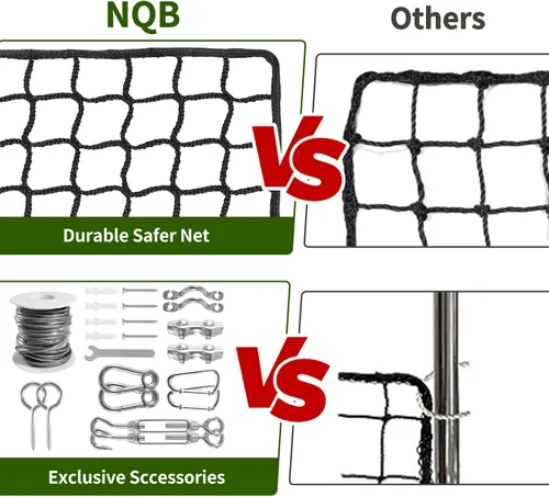 Miniatura 6 de Baseball Net Netting Batting Cage Net Backstop Net - Heavy Duty Nylon Sports Netting with 33FT Rope & Steel Hanging Kit, Multiple Sizes for Backyard