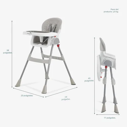 Miniatura 3 de Dream On Me Silla alta portátil 2 en 1, silla alta compacta convertible, silla alta portátil ligera, color gris