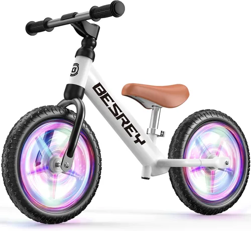Miniatura 11 de besrey Bicicleta de equilibrio para niños de 2 años: marco totalmente metálico y ruedas autoiluminadas de 12 pulgadas, bicicleta para niños
