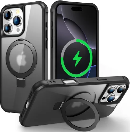Miniatura 154 de CHAOFEnG Funda magnética compatible con iPhone 11 con soporte, prueba de caídas de grado militar, compatible con imán, anillo translúcido, parte
