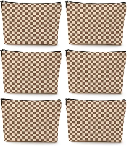 Miniatura 7 de Bolsa de maquillaje a cuadros retro colorida para mujeres, hermana, amiga, Navidad, cumpleaños, Cuadros 1250