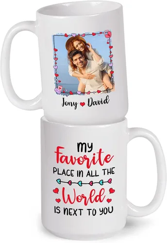 Miniatura 10 de A True Love Story Never Ever Taza, regalos de boda, regalos de pareja con foto personalizada para él y ella, taza de café con imagen de pareja, taza