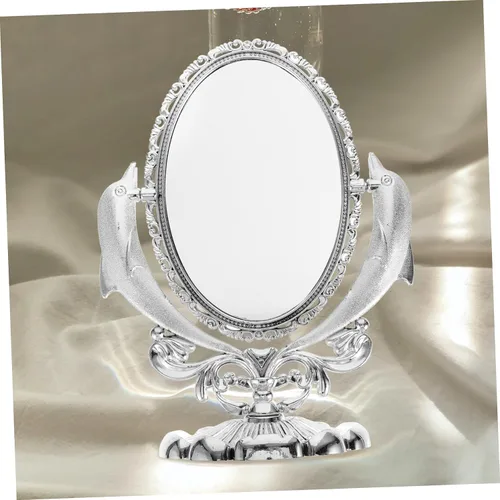 Miniatura 2 de CHILDWEET Espejo de maquillaje de doble cara, espejo de escritorio giratorio para tocador de mesa, reflejo para aplicación de maquillaje, base