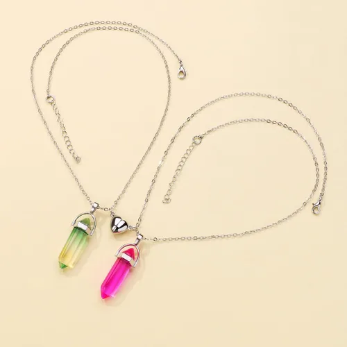 Miniatura 20 de Collar magnético de corazón dividido a juego para parejas, colgante de atracción mutua de cristal, regalo de joyería de amistad para mejores amigos