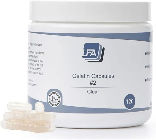 Cápsulas vacías tamaño 2 – Gelatina transparente – 120 unidades – Se adapta a la bandeja de llenado de cápsulas – Tapas de gel de carne de res