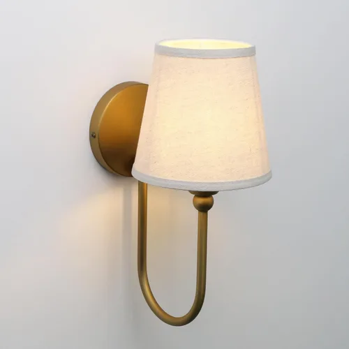 Miniatura 9 de Pathson Antique Linen Fabric Wall Sconces Set of 2, Hardwired Curved Arm Bathroom Vanity Light, Indoor Wall Decor Lamp for Living Room, Kitchen